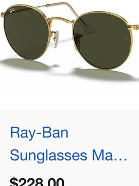 Ray-Ban Gold Frame Sunglasses with Green Lenses